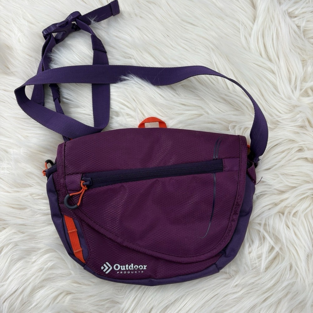 Outdoor Products Crossbody or bum bag rich purple color with grid‎ pattern
